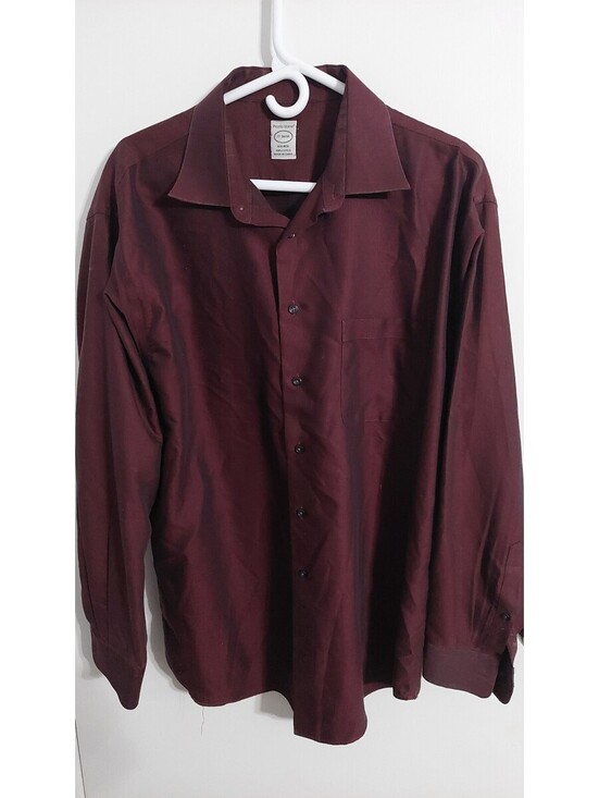 Pronto Uomo Other - Pronto Uomo Men's Burgundy Non-Iron Cotton Dress Shirt Size 17 34/35